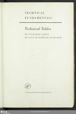 Technical tables