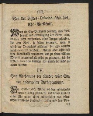 III. Von der Eydes-Delation über das Ehe-Verlöbnis