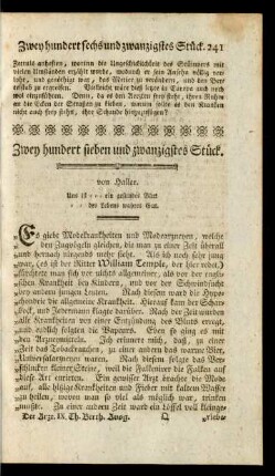 Zwey hundert sieben und zwanzigstes Stück