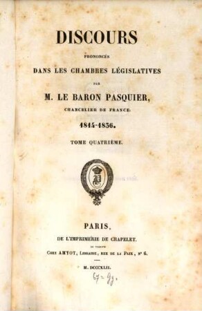 Discours prononcés dans les Chambres législatives : 1814 - 1836, 4