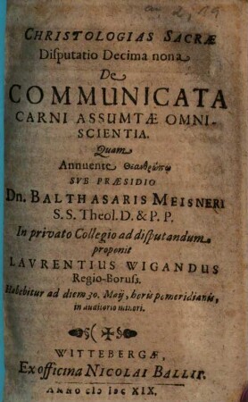 De Communicata Carni Assumtae Omniscientia