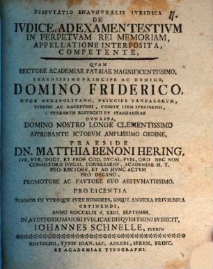 De iudice ad examen testium in perpetuam rei memoriam, appellatione interposita, competente