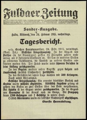 Zweite Ausgabe vom Mittwoch, den 24. Februar 1915.