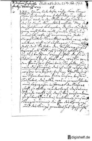 15: Brief von Johann Wilhelm Ludwig Gleim an Louise Ebert und Johann Arnold Ebert