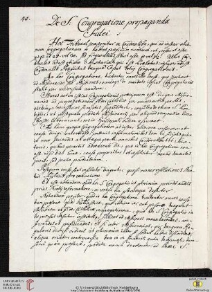 De S. Congregatione propagandæ Fidei