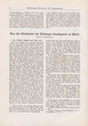 6-17 Aus der Geschichte der Tübinger Stadtgarde zu Pferd