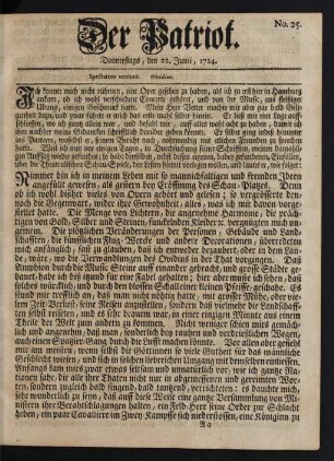 No. 25. Donnerstags, den 22. Junii, 1724
