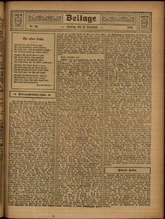 Zweite Ausgabe vom Sonntag, den 12. Dezember 1920.