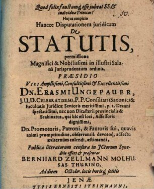 Disp. iur. de statutis