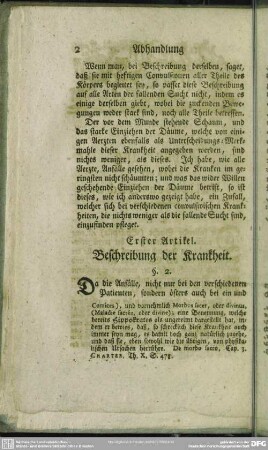 Erster Artikel. Beschreibung der Krankheit