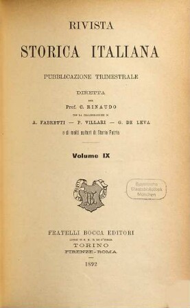 Rivista storica italiana. 9. 1892