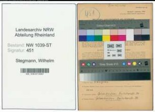Entnazifizierung Wilhelm Stegmann , geb. 16.11.1898 (Bauingenieur)