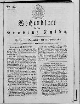 Nr. 37, Ausgabe vom 14. September 1833