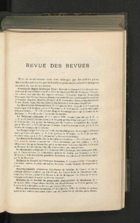 Revue Des Revues.