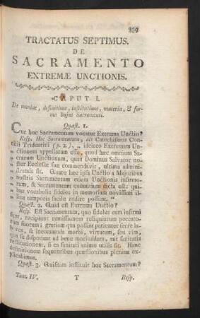 Tractatus Septimus De Sacramento Extremae Unctionis.