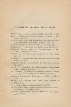 Verzeichnis der abgekürzt citierten Bücher.