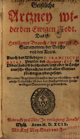Geistliche Artzney wider den ewigen Tod
