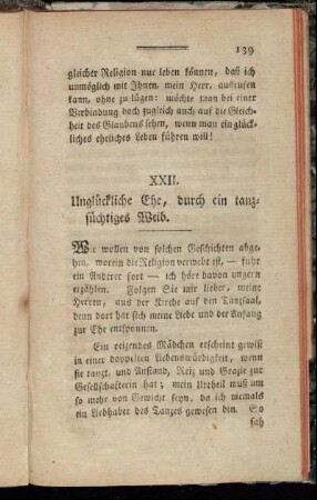 XXII. Unglückliche Ehe, durch ein tanzsüchtiges Weib.