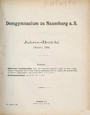 Jahres-Bericht : Ostern .... 1888/89