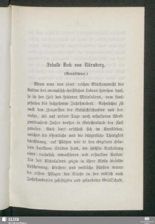 Sebald Beck von Nürnberg. (Renaissance)