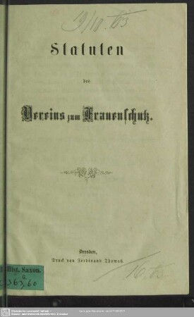 Statuten des Vereins zum Frauenschutz
