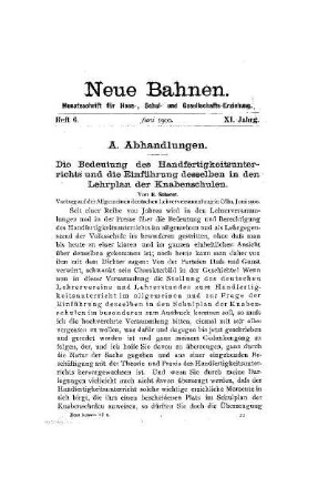 Die Bedeutung des Handfertigskeitsunterrichts und die Einführung desselben in den Lehrplan der Knabenschulen