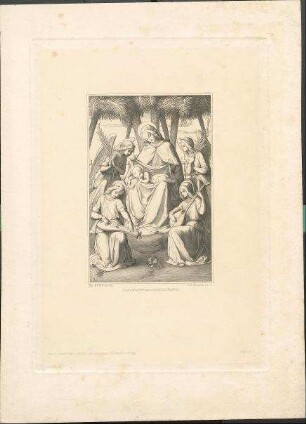 Maria mit schlafendem Christuskind, umringt von Engeln