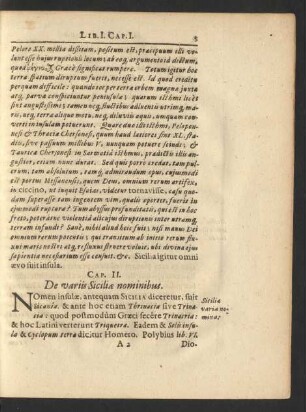 Cap. II. De variis Siciliae nominibus