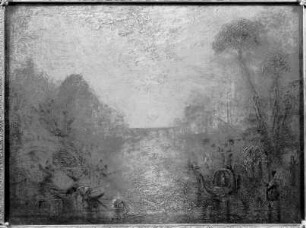 Flussufer mit Barken und Gondeln