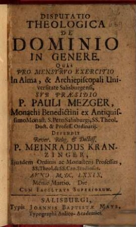 Disp. theol. de dominio in genere