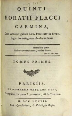 Carmina. 1 (1777)