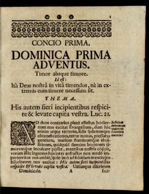 Concio Prima. Dominica Prima Adventus.