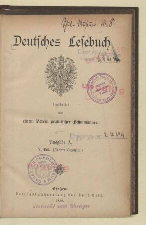 Teil 5 = 5. Schuljahr, [Schülerband]: [Teil 5 = 5. Schulj., [Schülerbd.]]