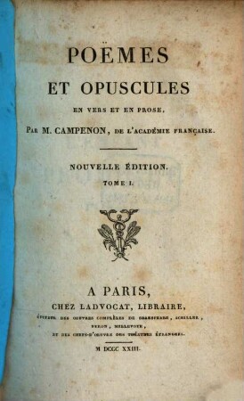 Poëmes et Opuscules en vers et en prose, 1