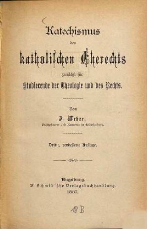 Katechismus des katholischen Eherechts : zunächst für Studierende der Theologie und des Rechts