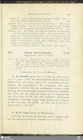 Nr. 18. Sitzung vom 23. December