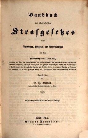 Handbuch des österreichischen Strafrechtes, 1