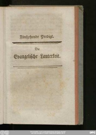 Fünfzehende Predigt. Die Evangelische Lauterkeit.