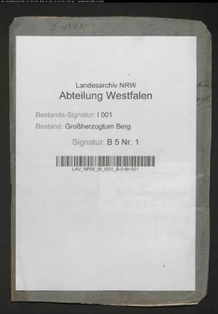Ablage der Kriegskostenrechnung