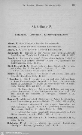 Abt. P. Sprachen. Literatur. Literaturgeschichte