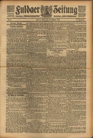 Erste Ausgabe vom Freitag, den 12. Februar 1909.