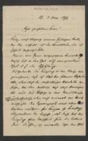 Brief von Carl Anton Henniger an Unbekannt