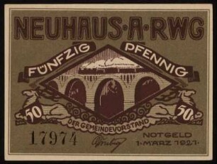 Fünfzig Pfennig Notgeld der Stadt Neuhaus
