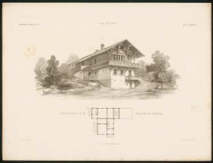 Schweizerhaus, Klein-Glienicke: Grundriss, Ansicht (aus: Architektonisches Skizzenbuch, H. 100/6, 1869)