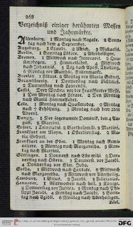 Verzeichniß einiger berühmter Messen und Jahrmärkte