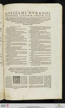 Gvlielmi Dvrandi, vtrivsqve censvrae omnivm calcvlo havd dvbie principis, et omnivm practicorvm ocvlatissimi excellentissimi[qve] Ducis, Speculi pars prima [...]