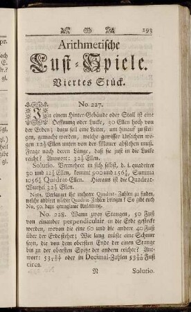 Arithmetische Lust-Spiele. Viertes Stück.