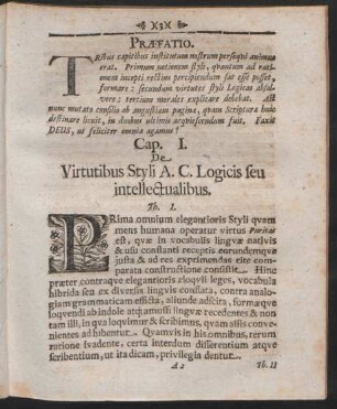 Cap. I. De Virtutibus Styli A. C. Logicis seu intellecualibus.