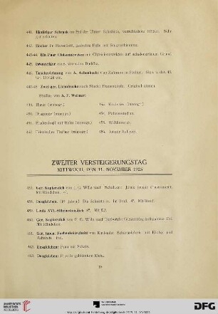 Zweiter Versteigerungstag: Mittwoch, den 11. November 1925 (Nr. 457-645)