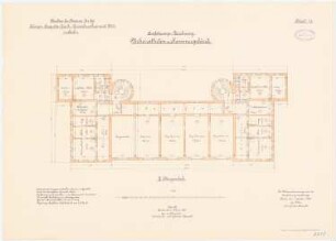 Kaserne des Garde-Kürassier-Regiments und des Königin-Augusta-Garde-Grenadier-Regiments Nr. 4, Berlin: Garde-Cürassier-Regiment, Verheirateten-Kammergebäude: Grundriss 2. Obergeschoss 1:100